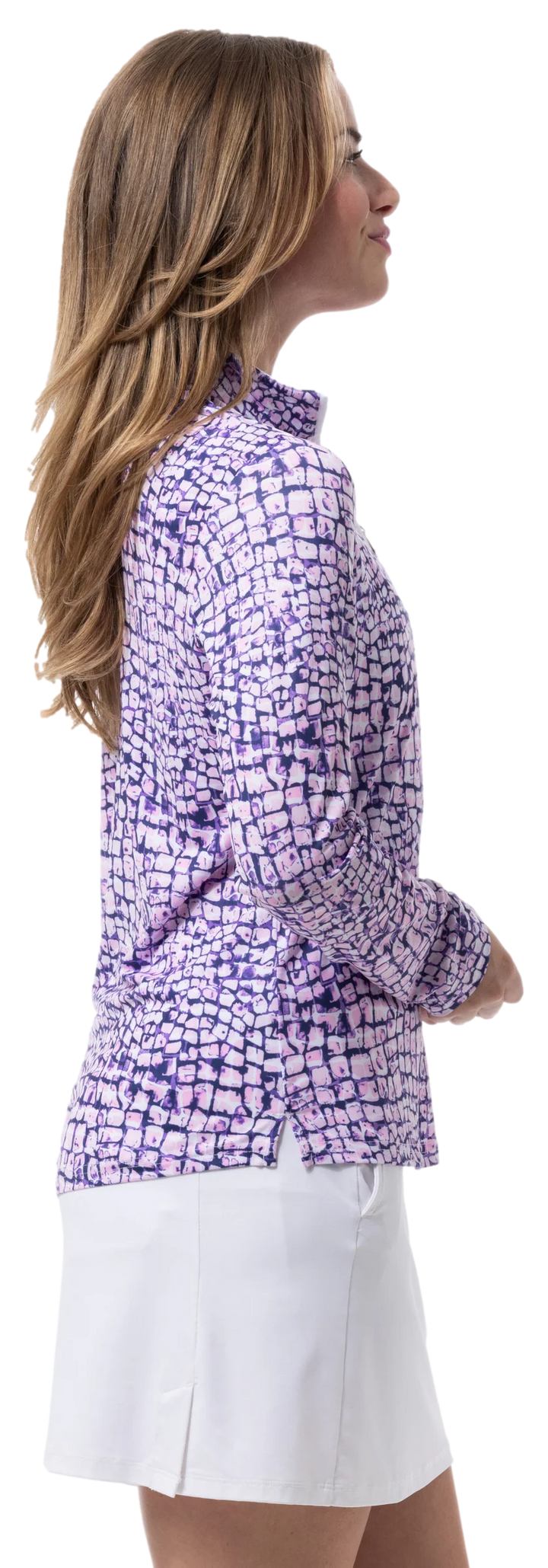 SanSoleil SolCool Print Mock Top - Cubicle Pink - Skorzie