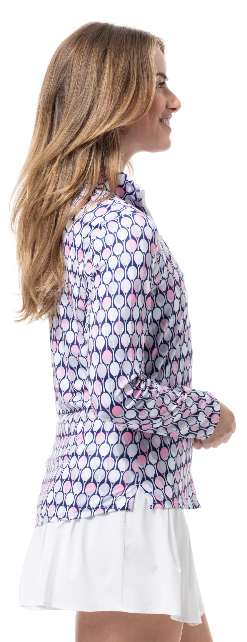 SanSoleil SolCool Print Mock Top  - Racqueteer Pink - Skorzie