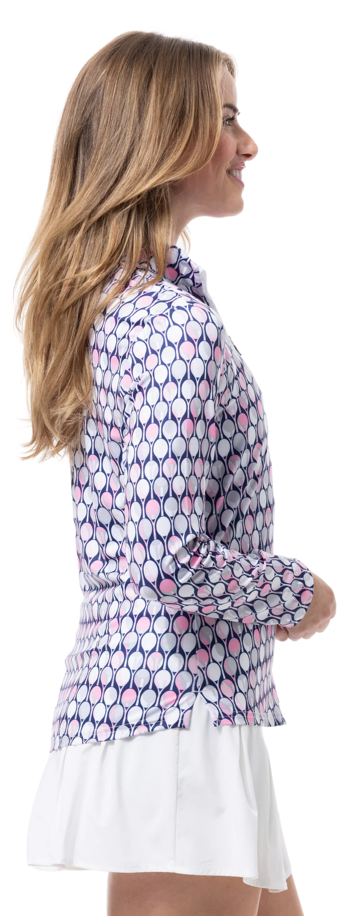 SanSoleil SolCool Print Mock Top  - Racqueteer Pink - Skorzie