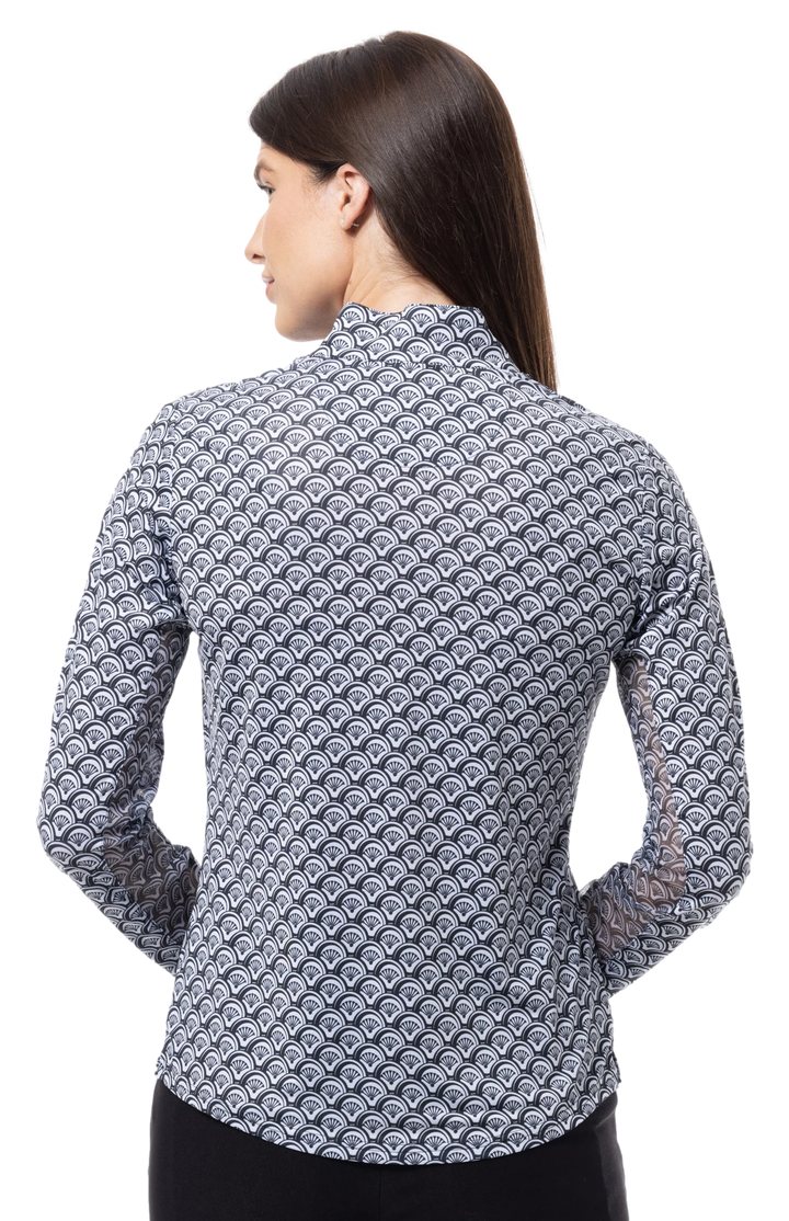 SanSoleil SolCool Long Sleeve Print Mock - Sheltee Black - Skorzie