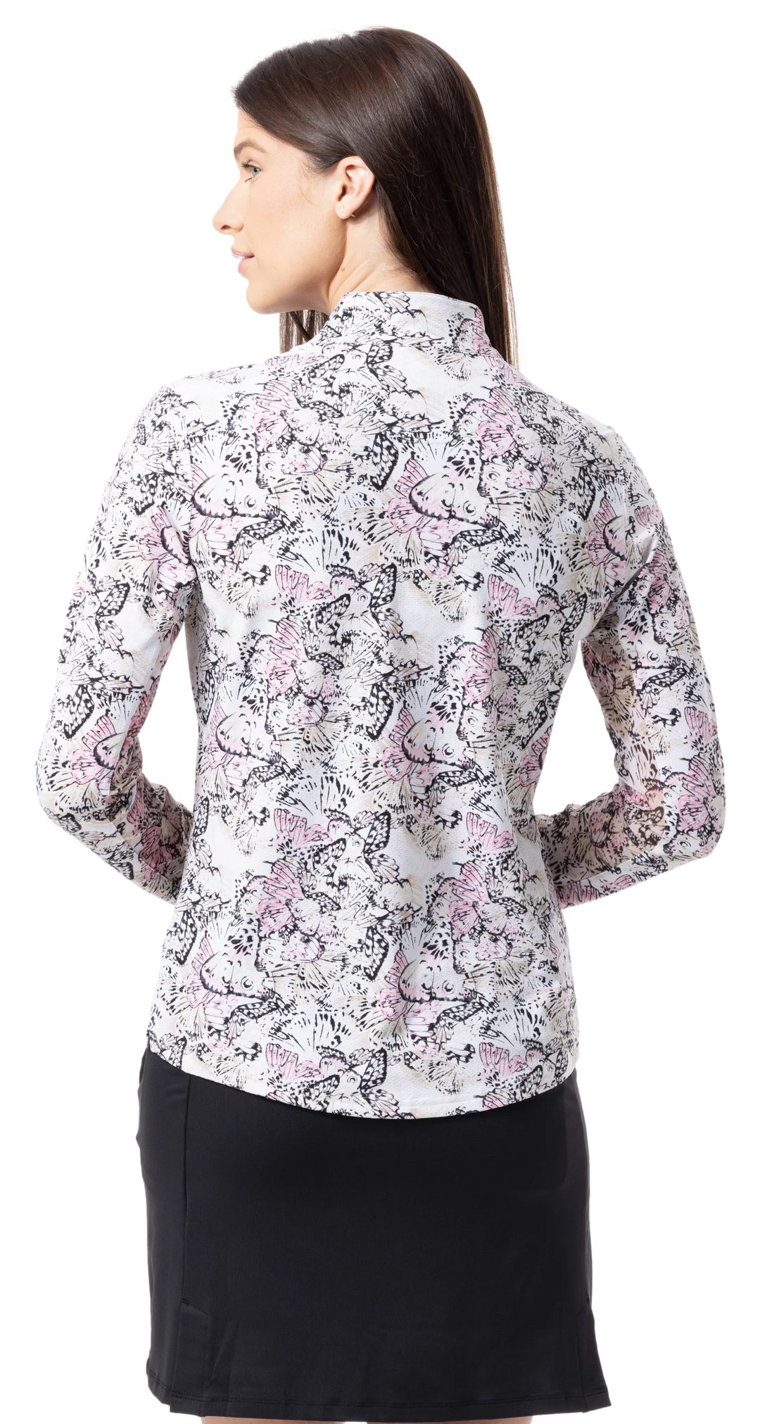 SanSoleil SolTek Lux Long Sleeve Print Mock Top - Flyte - Skorzie