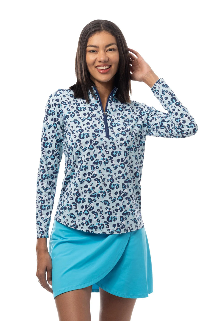 SanSoleil SolAir Cool Print Mock - Zoolu Turquoise