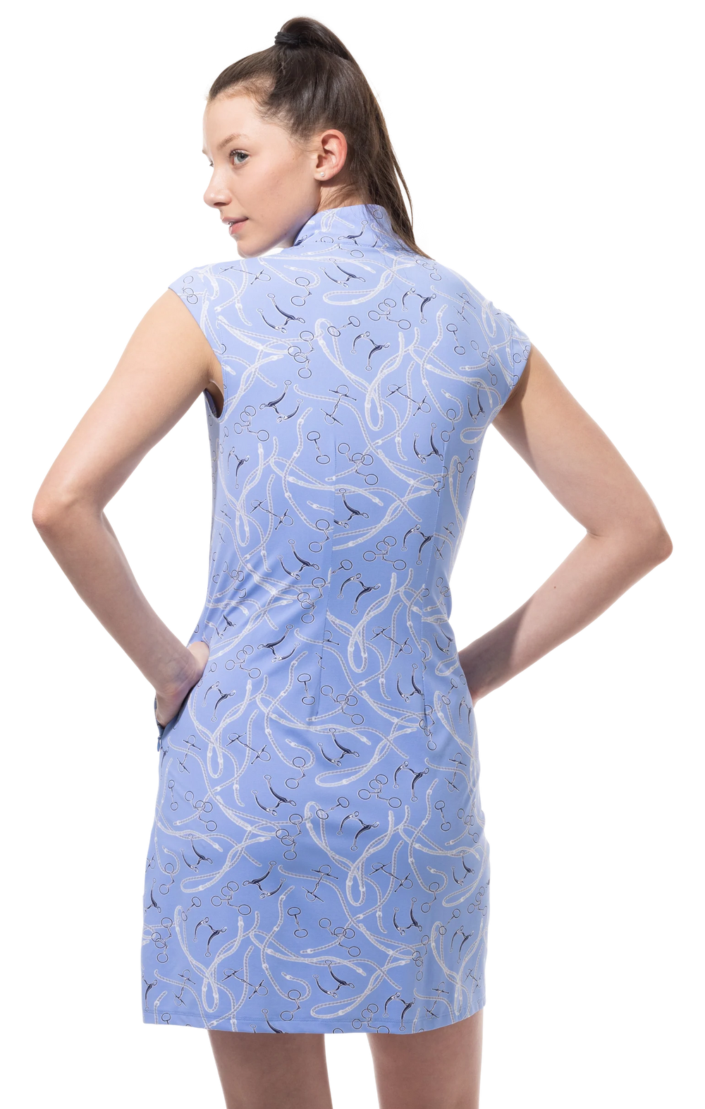 SanSoleil SolStyle Ice Sleeveless Zip Mock Dress - Free Rein Blue - Skorzie