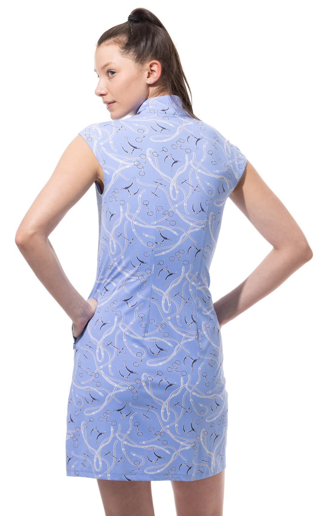SanSoleil SolStyle Ice Sleeveless Zip Mock Dress - Free Rein Blue - Skorzie