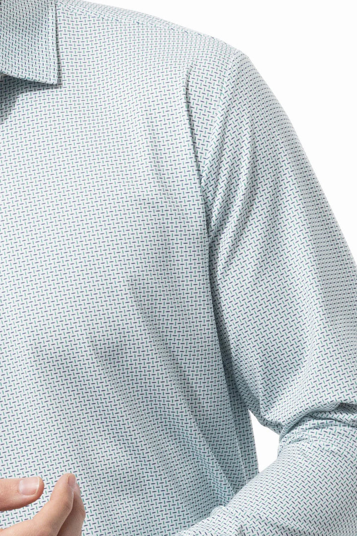SanSoleil TEK-ICE Long Sleeve Polo - Matrix Green/Navy