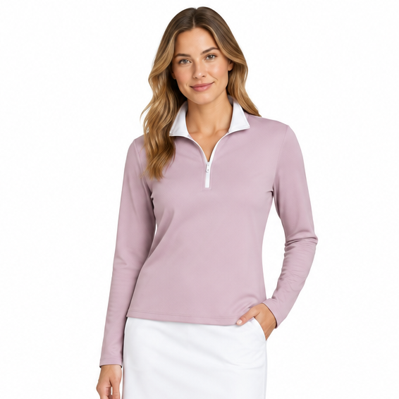 Straight Down Women's Quarter Zip Skyler Pink Dawn Size M