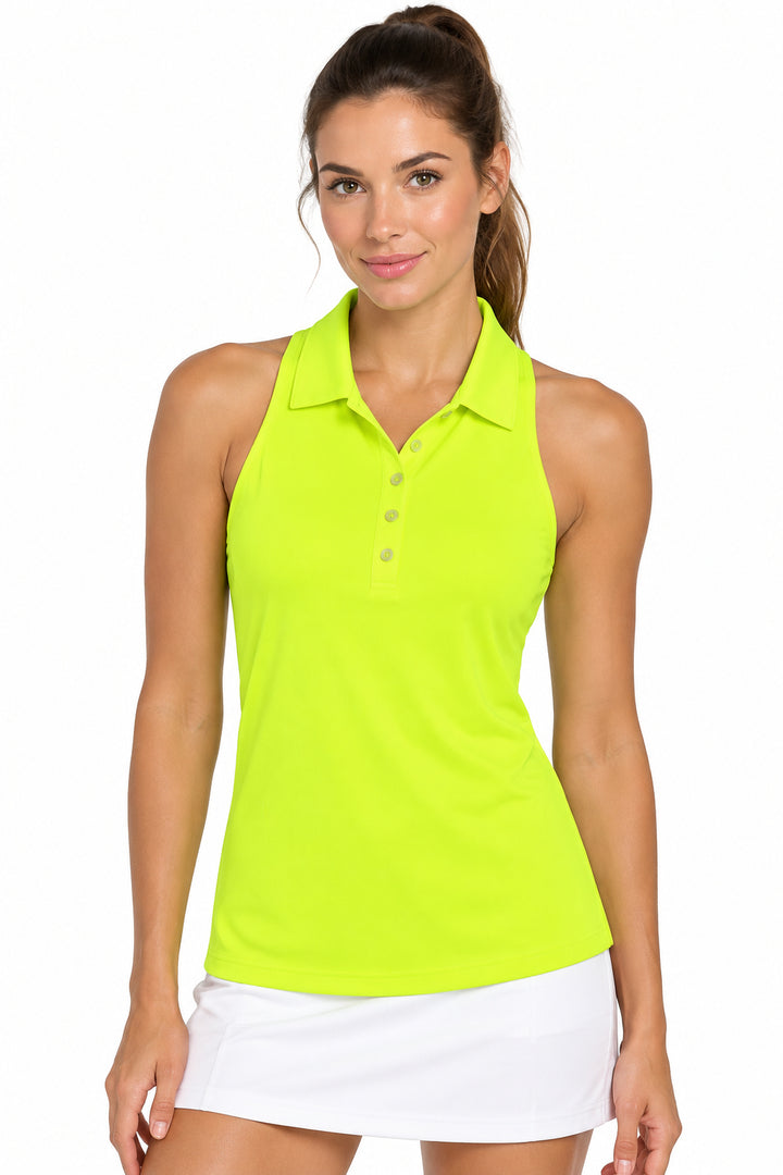 TJ Sport Racerback Sleeveless Polo - Neon Yellow