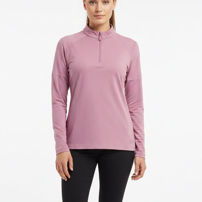 Kastel Women's L/S Golf 1/4 Zip Polo Mesh Paneled Rose Size L