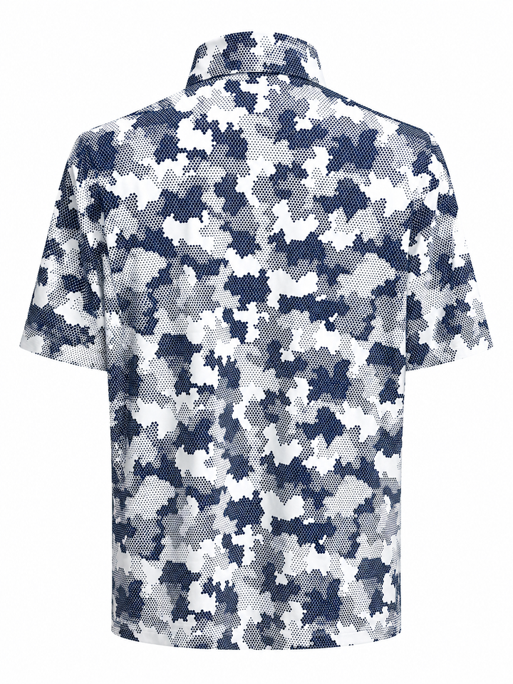 Bobby Jones Performance Camo Print Jersey Polo - Summer Navy/White - Large