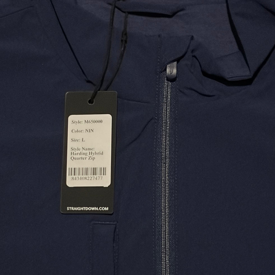 Straight Down Men's Golf Quarter Zip Harding Hybrid New Indigo Size L