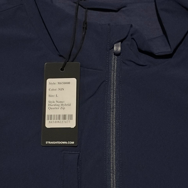 Straight Down Men's Golf Quarter Zip Harding Hybrid New Indigo Size L