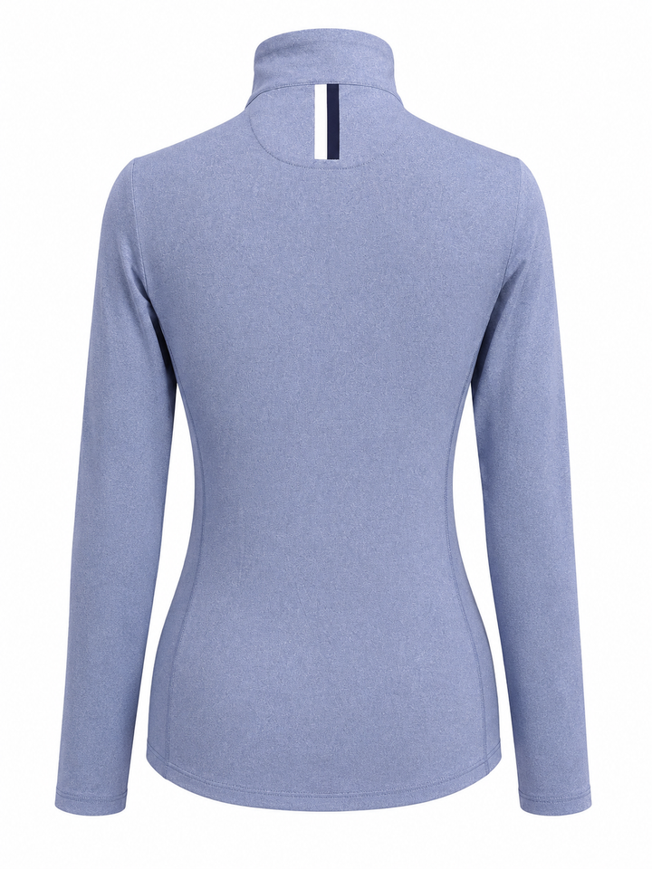 Rhoback Women's Quarter Zip (w/ Logo) - Heather Dusk Blue - Skorzie