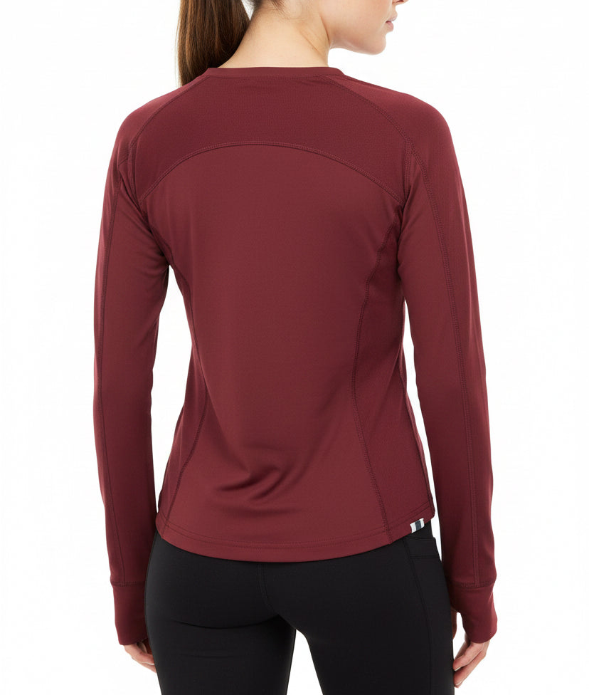 Fore All Women's Golf Top Marie Long Sleeve Merlot Size S