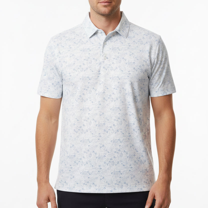 Straight Down Men's Golf Polo South Beach Blue Shade Size L