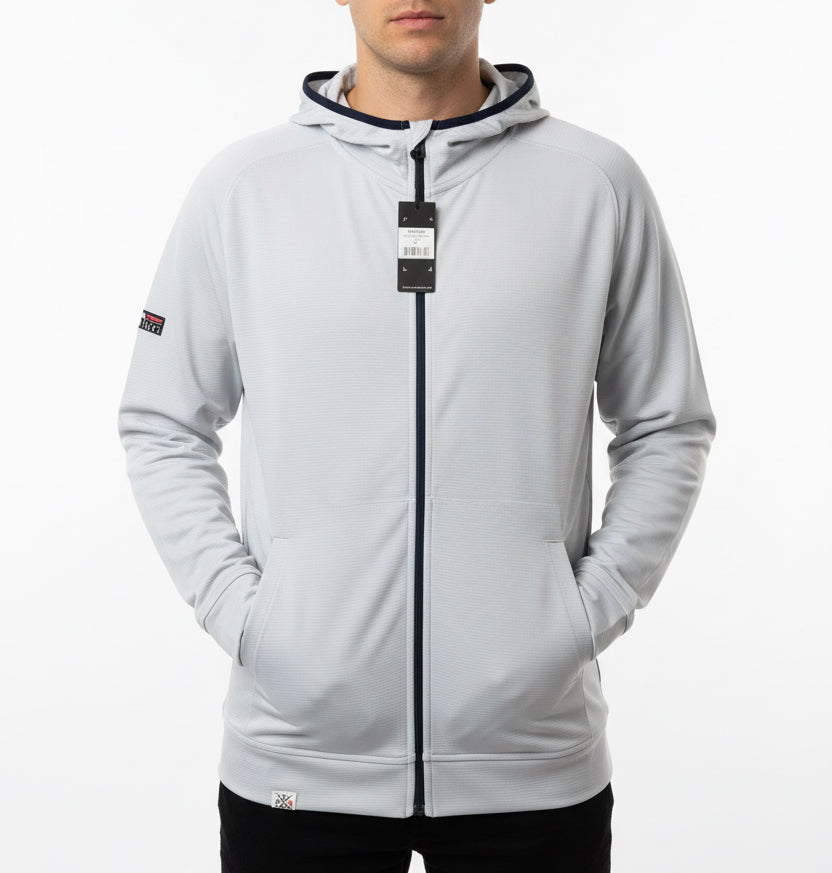 Straight Down Men's Golf Hoodie Condor Full Zip Silver Size L