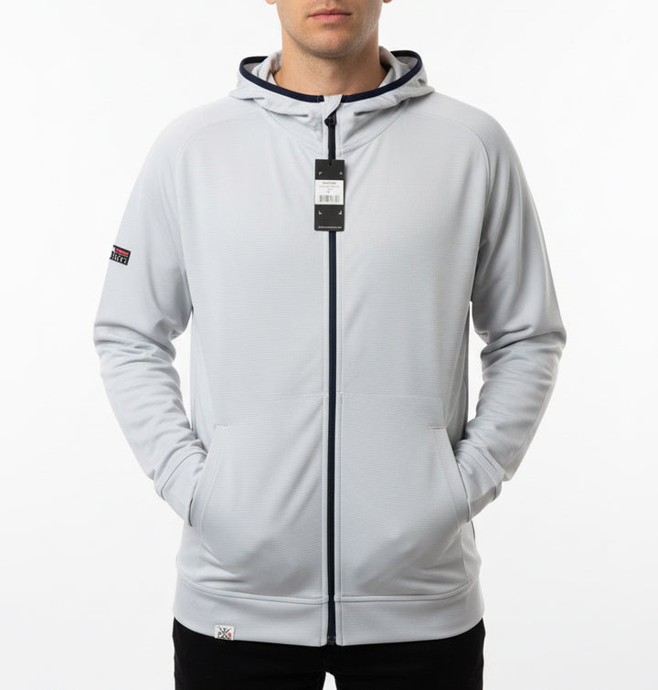 Straight Down Men's Golf Hoodie Condor Full Zip Silver Size L