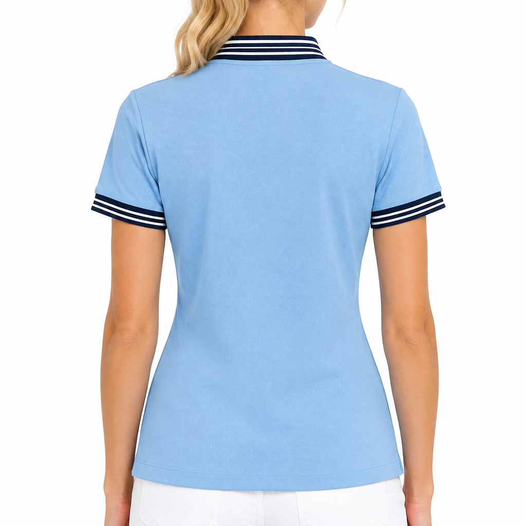 Greg Norman Women's Golf Polo Match S/S Zip Blue Topaz Size M