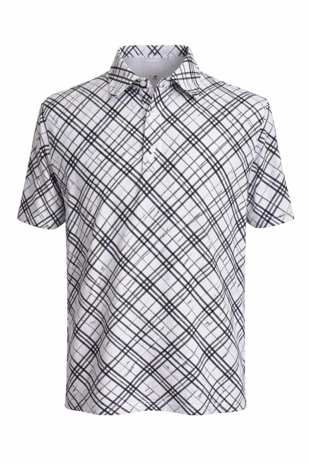 IBKUL Tony Print Short Sleeve Polo - Black/White - Large - Skorzie