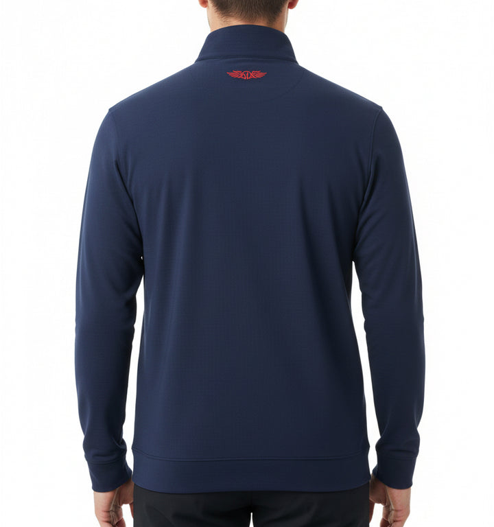 Straight Down Men's Golf Quarter Zip Bel Air New Indigo/Flag Red Size L