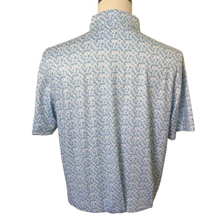Bobby Jones Performance Palmy Print Polo (w/ logo) - Sky Blue - Skorzie