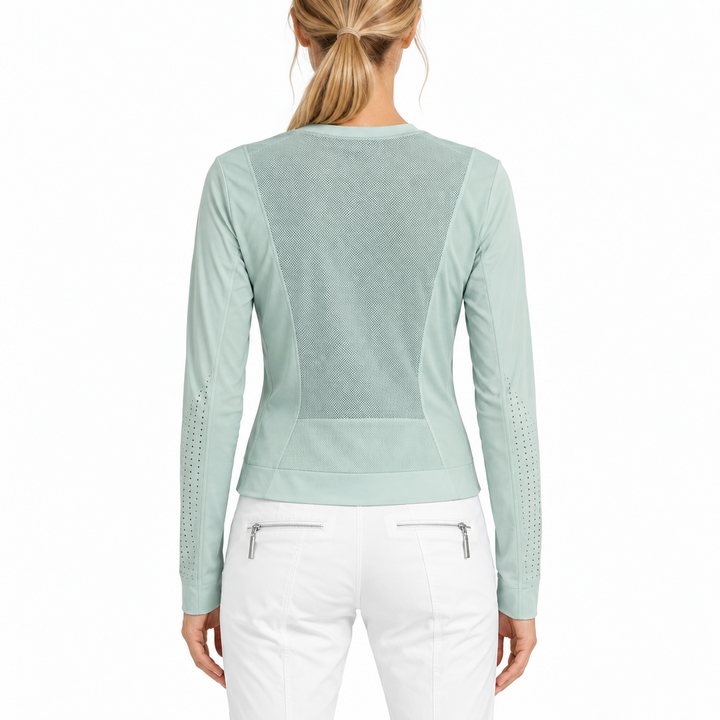 Jamie Sadock Women's Golf Sunsense Top Mesh Long Sleeve Teal Size M