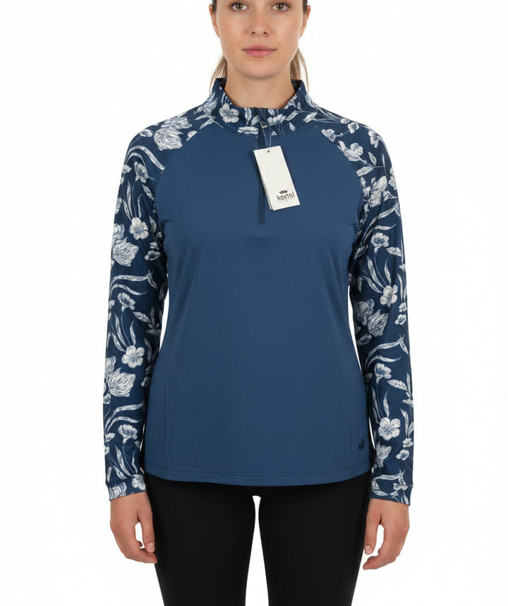 Kastel Women's L/S Golf 1/4 Zip Polo Sailor Blue French Tulip
