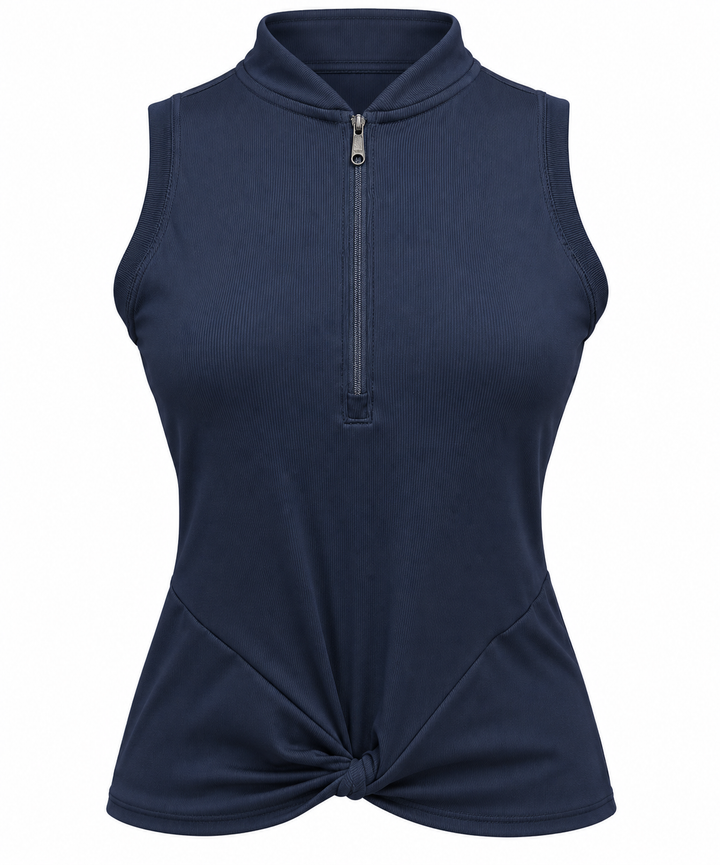 Lucky In Love Twisted It Up Zip Tank - Midnight