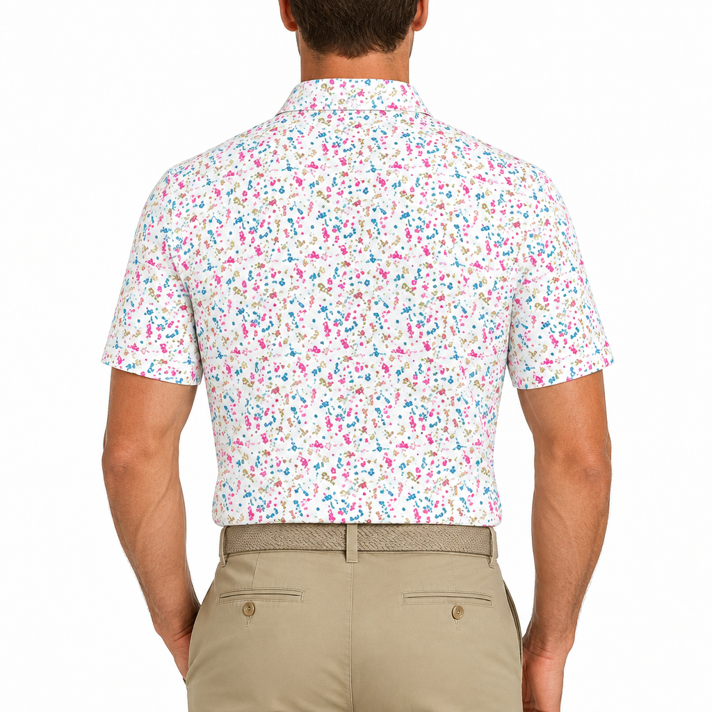 Black Clover Men's Golf Polo Raspberry Smash White Multi Size L