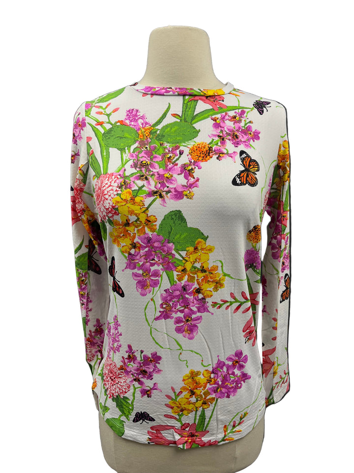 IBKUL Butterfly Crew Neck Top - White - Small - Skorzie