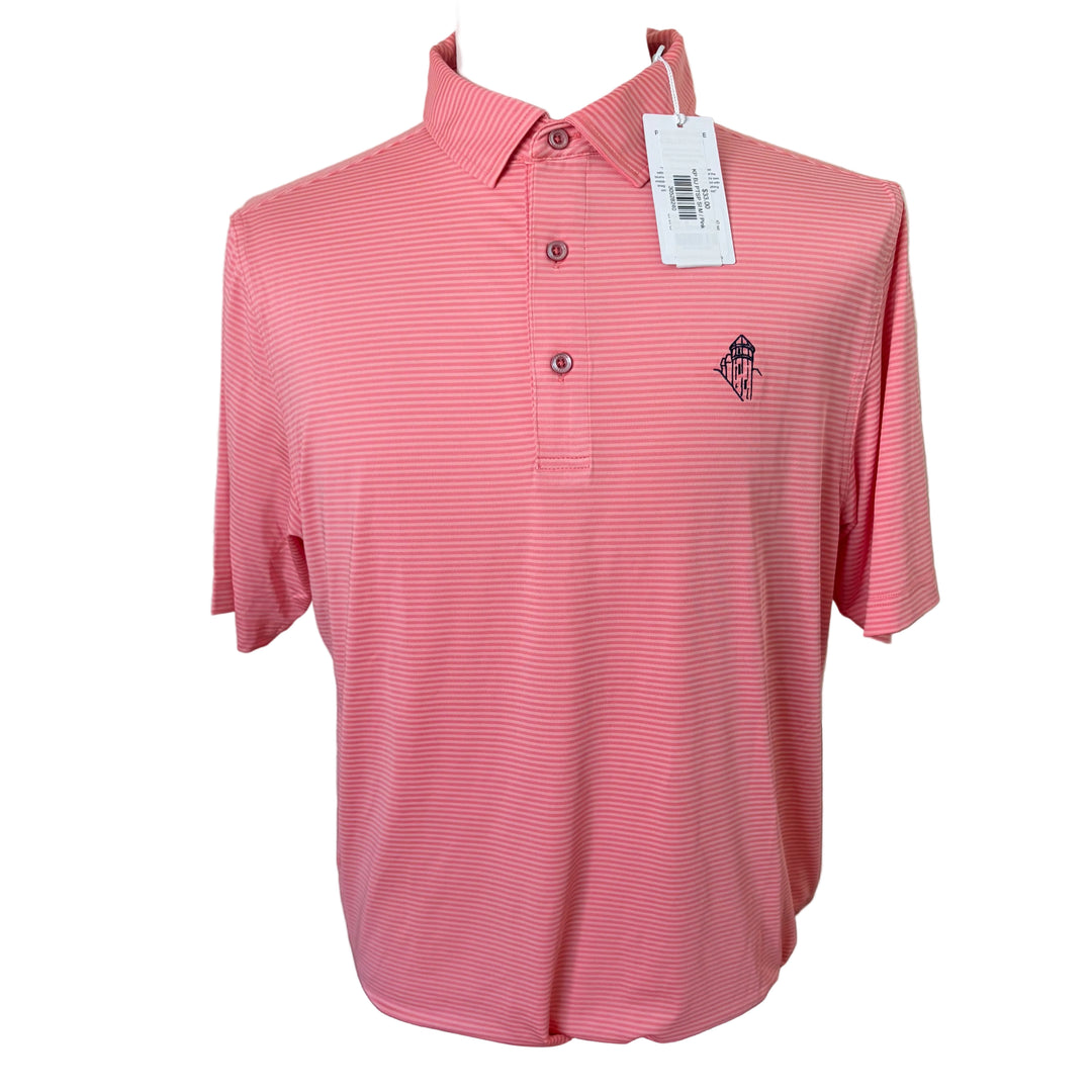 Bobby Jones Performance Tonal Striped Polo (w/ logo) - Strawberry Ice - Skorzie
