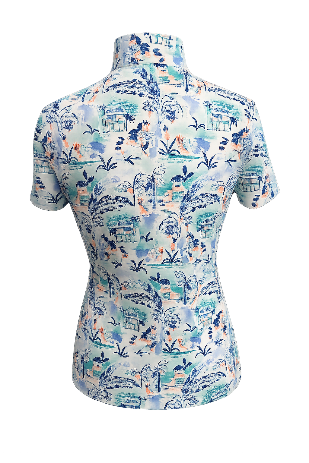 Greg Norman Women's Tiki Palm Short Sleeve Zip Top - Medium