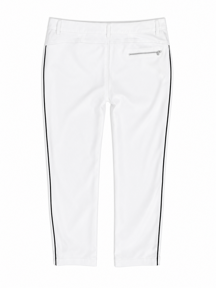 Daily Sports Glam High Water Ankle Pant - White with Black Piping