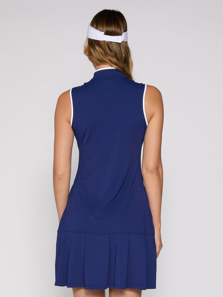G-Lifestyle Sleeveless Half Zip Up Dress - True Navy - Skorzie