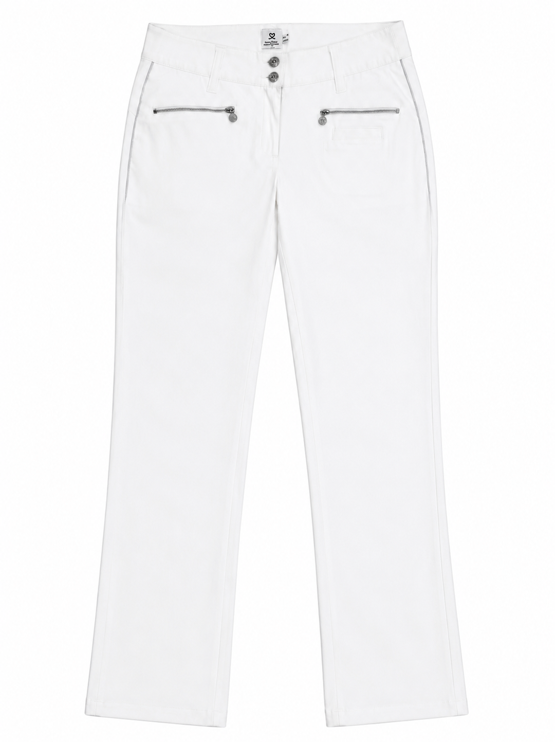 Daily Sports Glam High Water Ankle Pant - White with Silver Piping