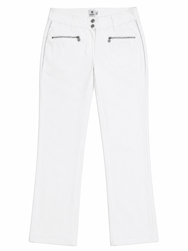 Daily Sports Glam High Water Ankle Pant - White with Silver Piping