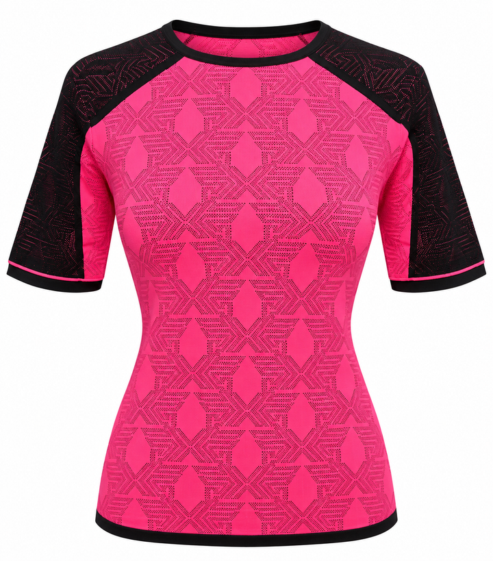 PXG Women's Shadow Jacquard Knit Top - Black/Hot Pink (FINAL SALE ITEM)