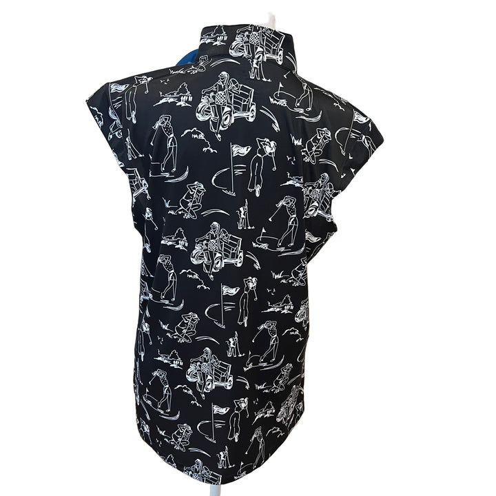 SanSoleil Solcool Sleeveless Mock Neck Top - Black/White