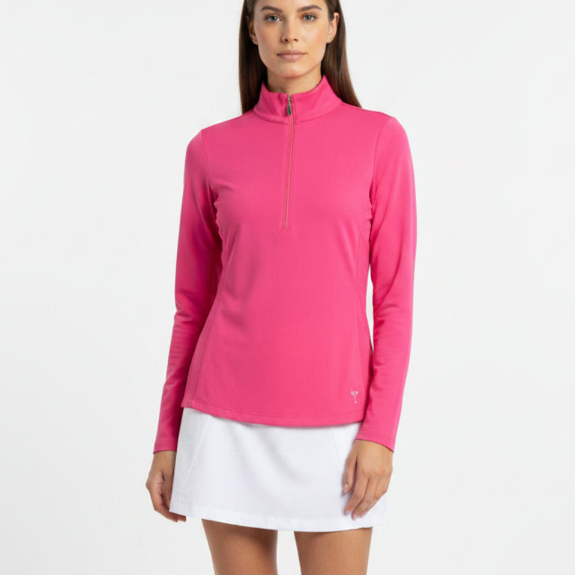 Golftini Women's Golf Polo L/S Zip Hot Pink Size XS