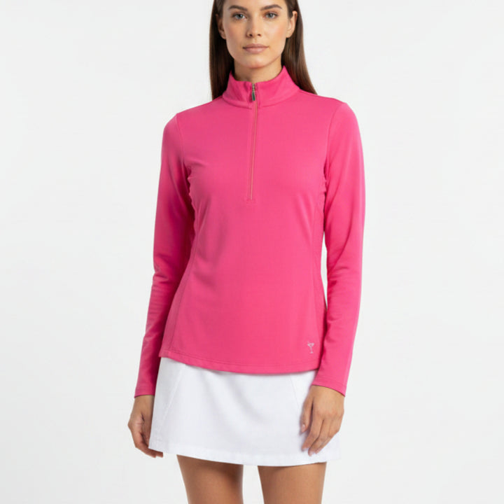 Golftini Women's Golf Polo L/S Zip Hot Pink Size XS