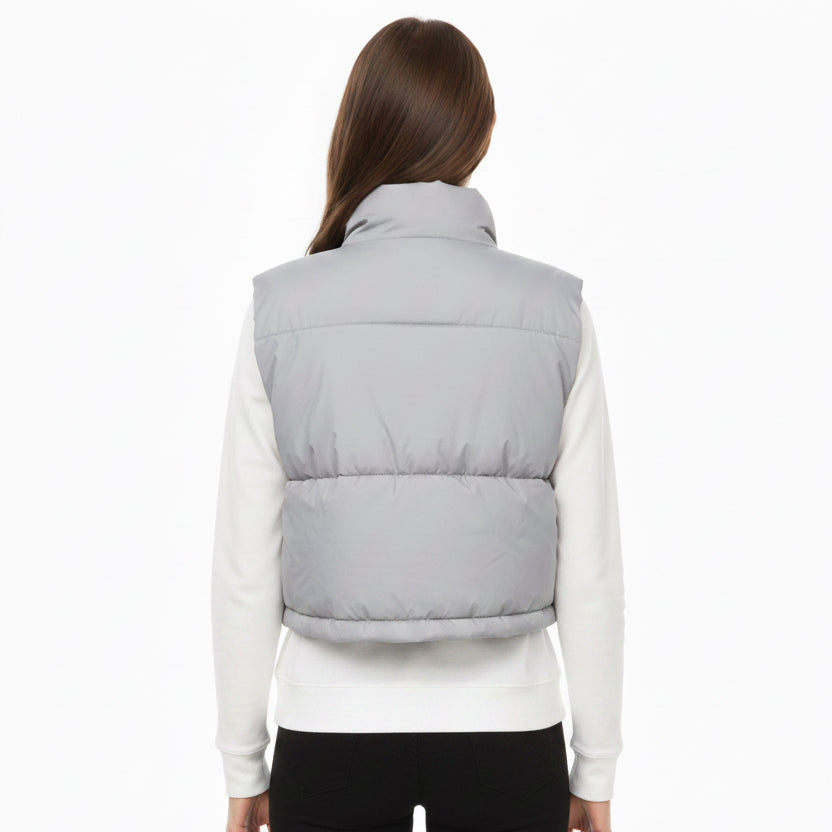 Beyond Yoga Warm Up Puffer Vest - Storm Grey - Medium - Skorzie