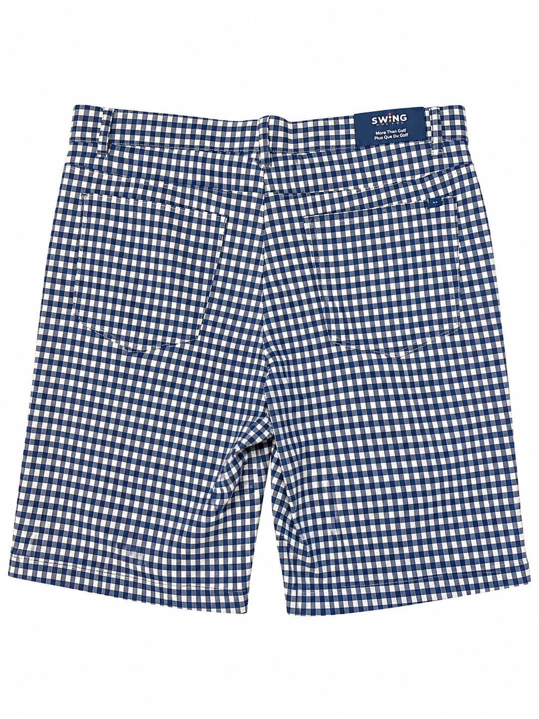 Swing Control Gingham Straight Leg Shorts - Navy/White - Size 34