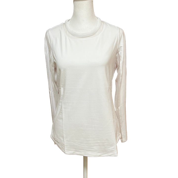 IBKUL Long Sleeve Crew with Mesh Collar - White