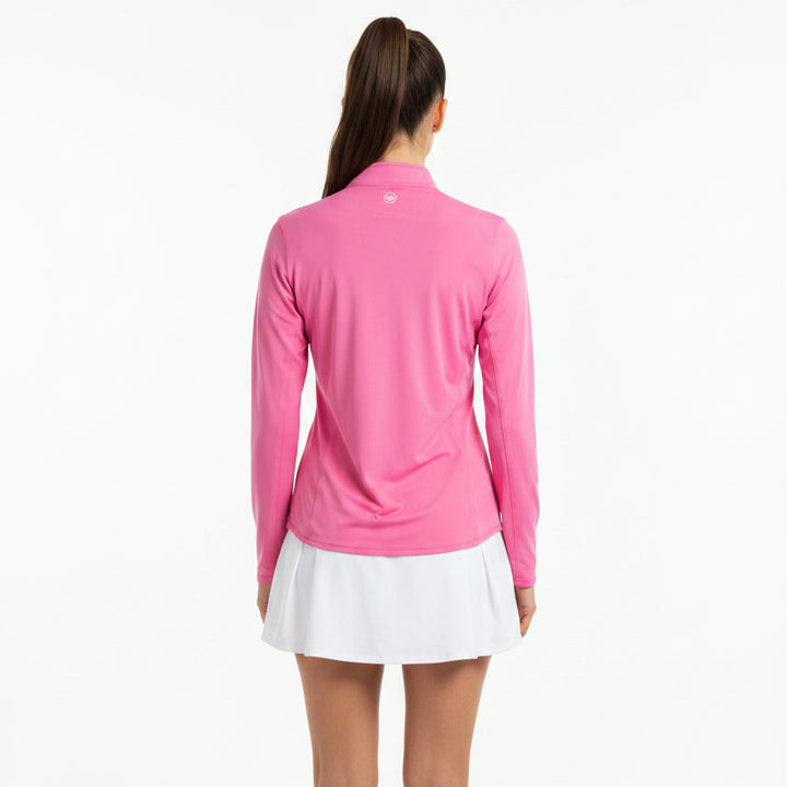 Peter Millar Women's Golf L/S Polo Shadebreak (w/logo) Peony