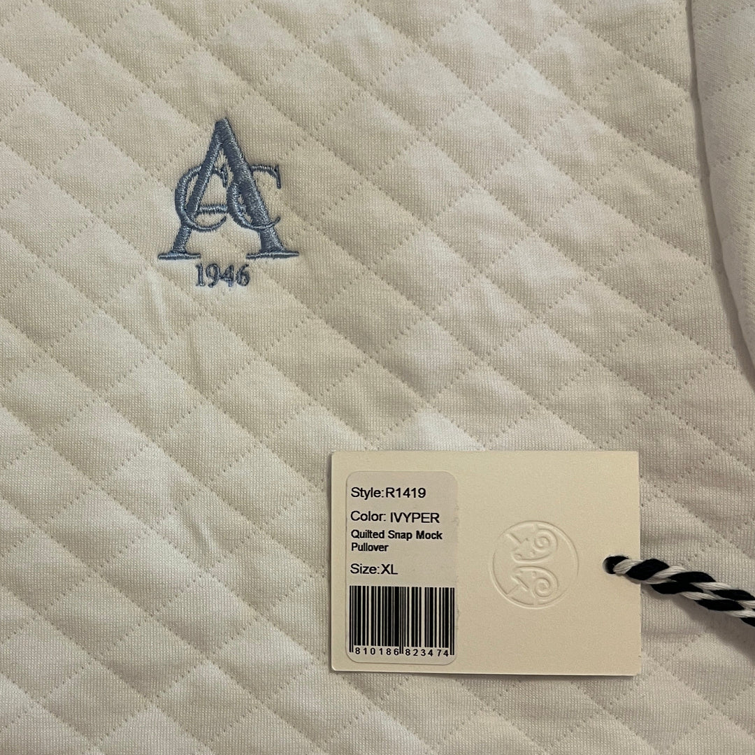 Renwick Women's Golf Pullover Quilted Snap Mock (w/logo) Ivory/Peri Size XL