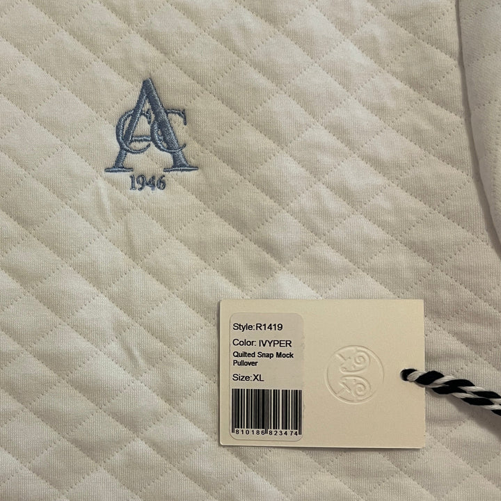 Renwick Women's Golf Pullover Quilted Snap Mock (w/logo) Ivory/Peri Size XL