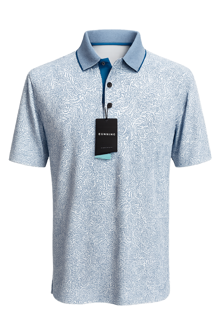 Dunning Golf Performance Polo - Laguna/White - Medium