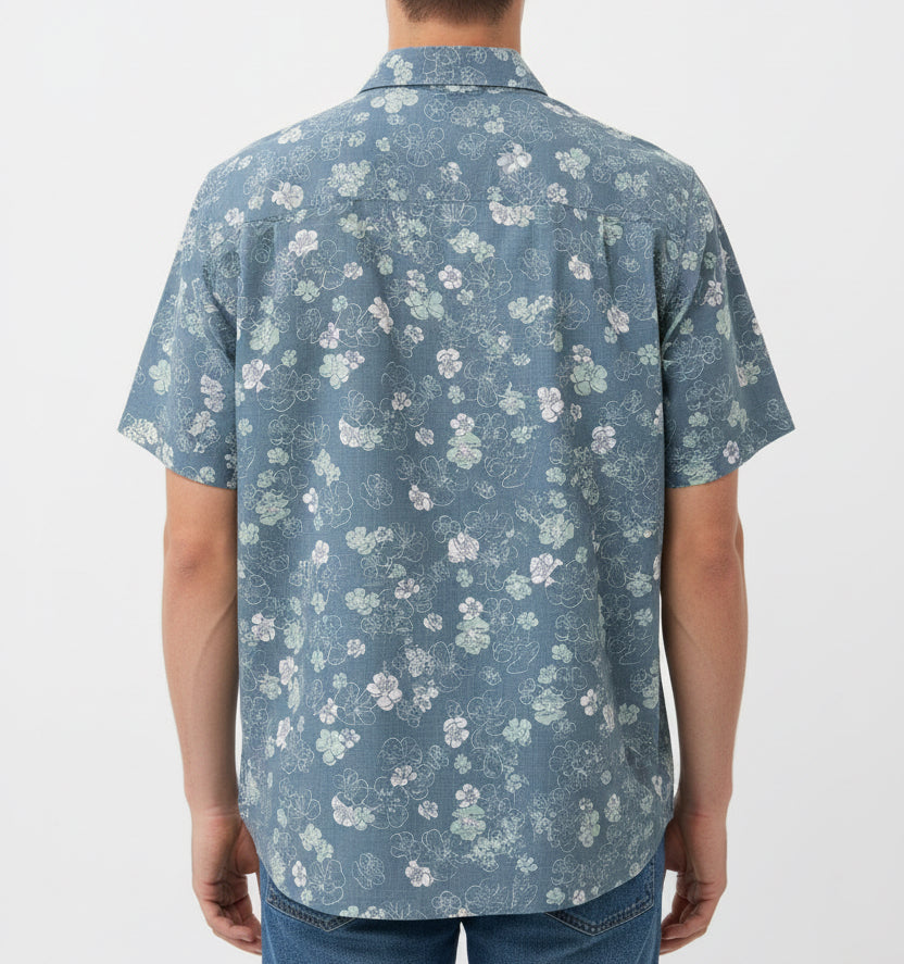 Straight Down Men's Shirt Celadine Woven Moonlight Size L
