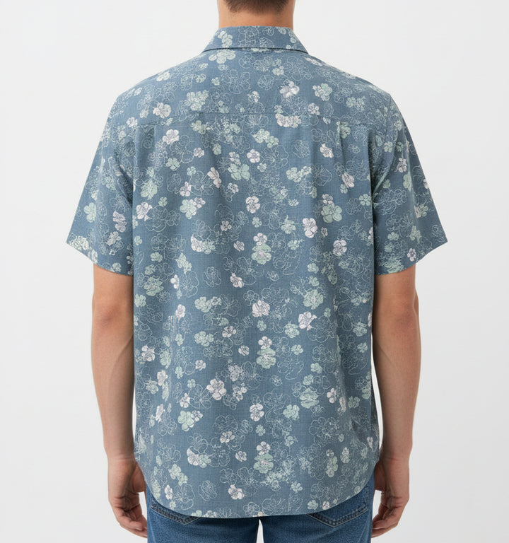 Straight Down Men's Shirt Celadine Woven Moonlight Size L
