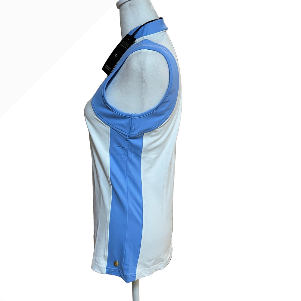 MDC Jersey Zip Sleeveless Polo - Blue/White - 38 - Skorzie