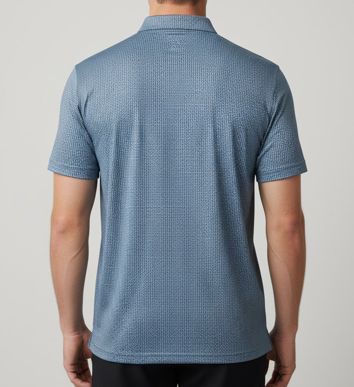 G/FORE Men's Polo Mod Geo Tech Jersey Sea Foam/Twilight Size M